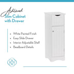 Armoire de rangement étroite à porte unique RiverRidge Ashland pour salle de bain et buanderie avec tiroir et étagères réglables - Blanc