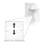 Armoire de rangement étroite à porte unique RiverRidge Ashland pour salle de bain et buanderie avec tiroir et étagères réglables - Blanc