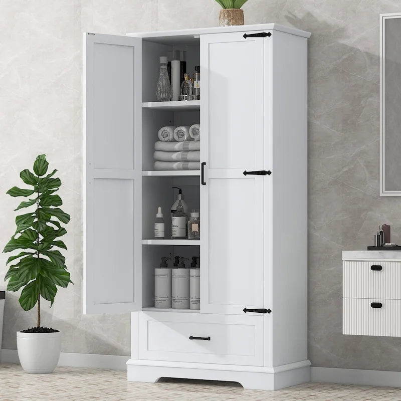 Mobiletto bagno alto con 2 ante, 1 cassetto e ripiano regolabile