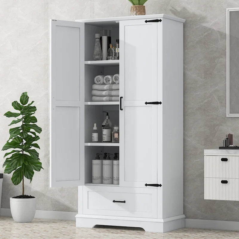 Mobiletto bagno alto con 2 ante, 1 cassetto e ripiano regolabile