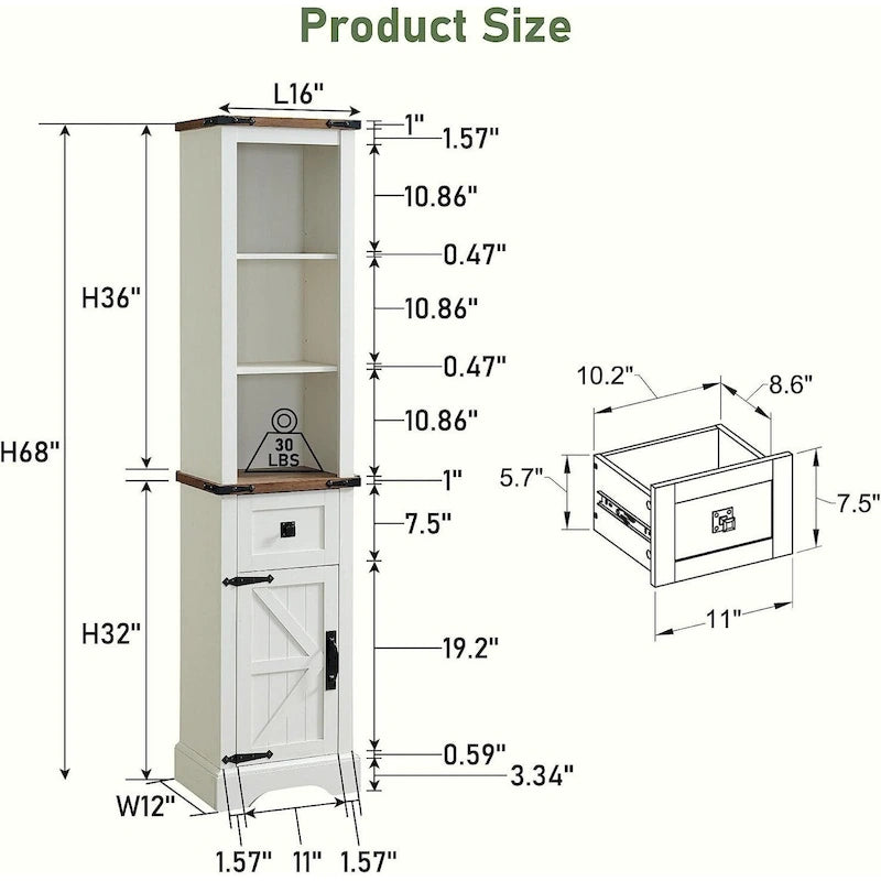 Mobile contenitore da bagno rustico, mobiletto, colonna bucato alta