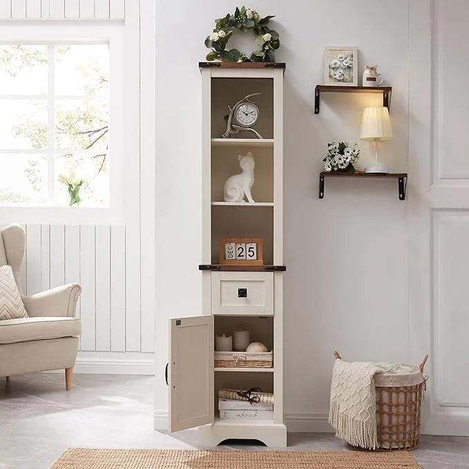 Mobile contenitore da bagno rustico, mobiletto, colonna bucato alta