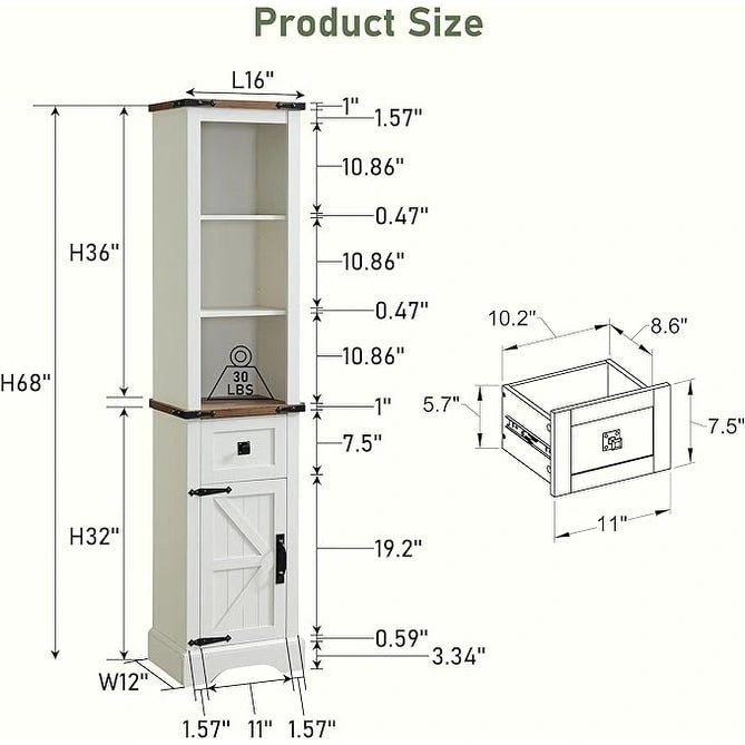 Mobile contenitore da bagno rustico, mobiletto, colonna bucato alta
