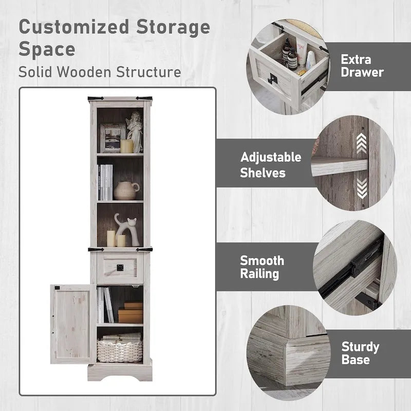 Mobile contenitore da bagno rustico, mobiletto, colonna bucato alta