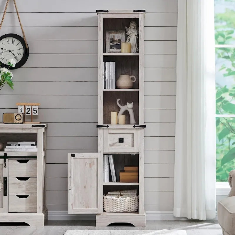 Mobile contenitore da bagno rustico, mobiletto, colonna bucato alta