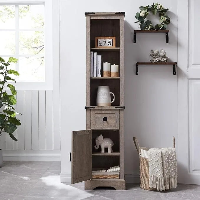 Mobile contenitore da bagno rustico, mobiletto, colonna bucato alta