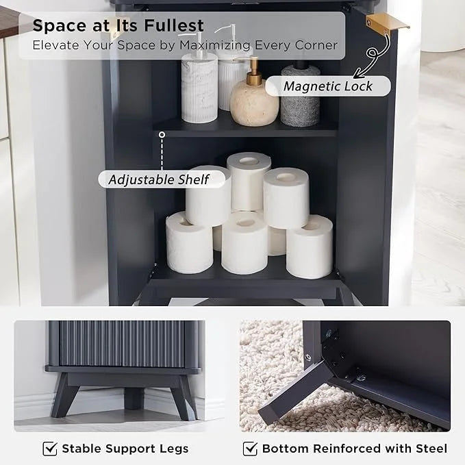 68 Mobile Alto ad Angolo Moderno, Credenza con Piano in Finto Marmo