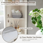 68 Mobile Alto ad Angolo Moderno, Credenza con Piano in Finto Marmo