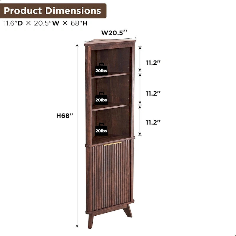 68 Mobile Alto ad Angolo Moderno, Credenza con Piano in Finto Marmo