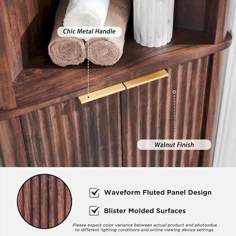 68 Mobile Alto ad Angolo Moderno, Credenza con Piano in Finto Marmo