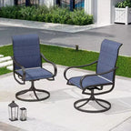 Captiva Designs Set da pranzo da 9 pezzi con tavolo quadrato in metallo con piano a doghe e sedie a fionda imbottite girevoli