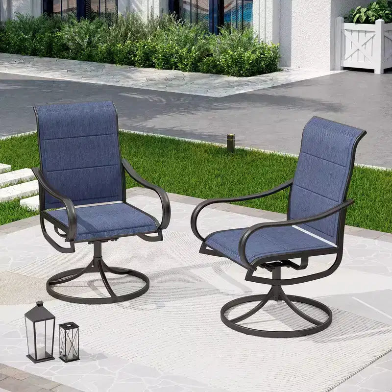 Captiva Designs Set da pranzo da 9 pezzi con tavolo quadrato in metallo con piano a doghe e sedie a fionda imbottite girevoli