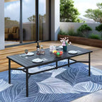 Captiva Designs Set da pranzo da 9 pezzi per esterni con tavolo rettangolare in acciaio e sedie fisse in vimini con cuscino spesso