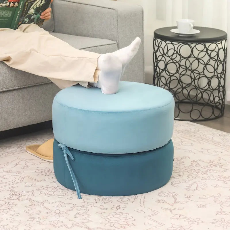 Adeco Pouf Rotondo Imbottito Poggiapiedi Ottomano