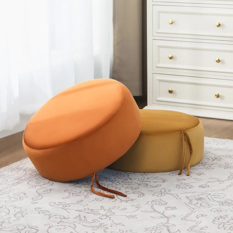 Adeco Pouf Rotondo Imbottito Poggiapiedi Ottomano