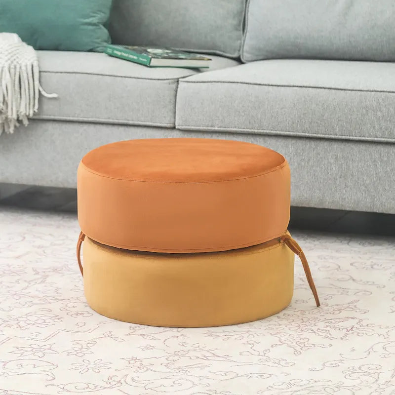Adeco Pouf Rotondo Imbottito Poggiapiedi Ottomano