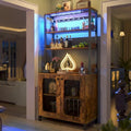 67 mobile bar alto per vino, mobile per liquori con luci a LED, portabicchieri, prese di corrente, espositore angolare per utensili a 5 ripiani