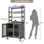 67 mobile bar alto per vino, mobile per liquori con luci a LED, portabicchieri, prese di corrente, espositore angolare per utensili a 5 ripiani
