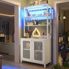 67 mobile bar alto per vino, mobile per liquori con luci a LED, portabicchieri, prese di corrente, espositore angolare per utensili a 5 ripiani