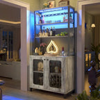 67 mobile bar alto per vino, mobile per liquori con luci a LED, portabicchieri, prese di corrente, espositore angolare per utensili a 5 ripiani