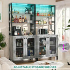 67 mobile bar alto per vino, mobile per liquori con luci a LED, portabicchieri, prese di corrente, espositore angolare per utensili a 5 ripiani