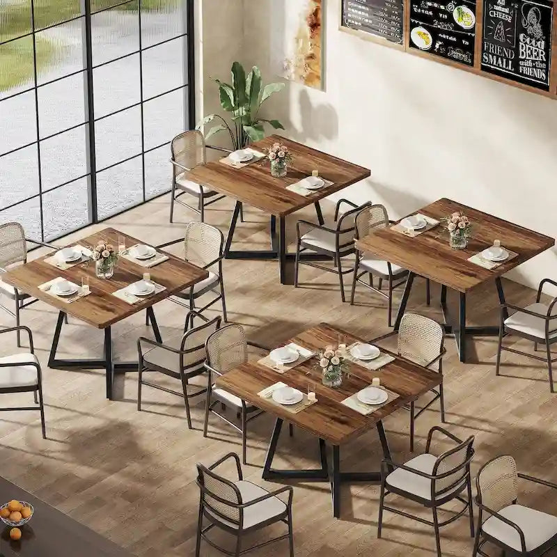 Tavolo da pranzo quadrato per 4 persone, tavolo da pranzo industriale da 80 cm per piccoli spazi