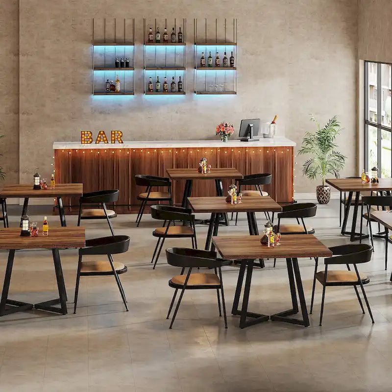 Tavolo da pranzo quadrato per 4 persone, tavolo da pranzo industriale da 80 cm per piccoli spazi