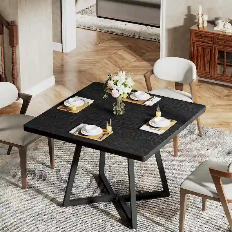 Tavolo da pranzo quadrato per 4 persone, tavolo da pranzo industriale da 80 cm per piccoli spazi
