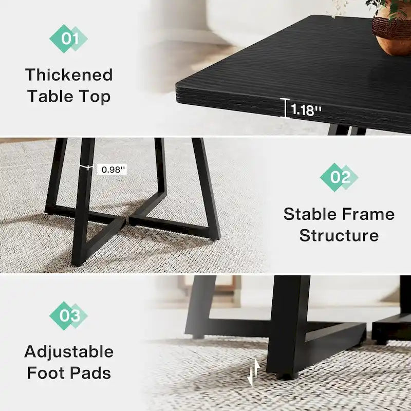 Tavolo da pranzo quadrato per 4 persone, tavolo da pranzo industriale da 80 cm per piccoli spazi