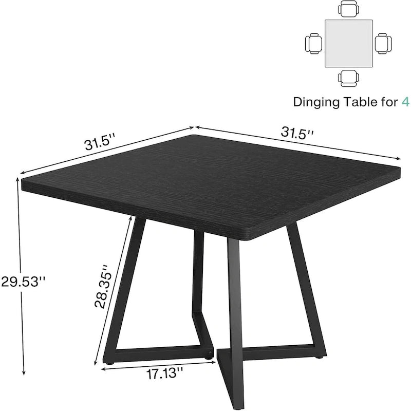 Tavolo da pranzo quadrato per 4 persone, tavolo da pranzo industriale da 80 cm per piccoli spazi