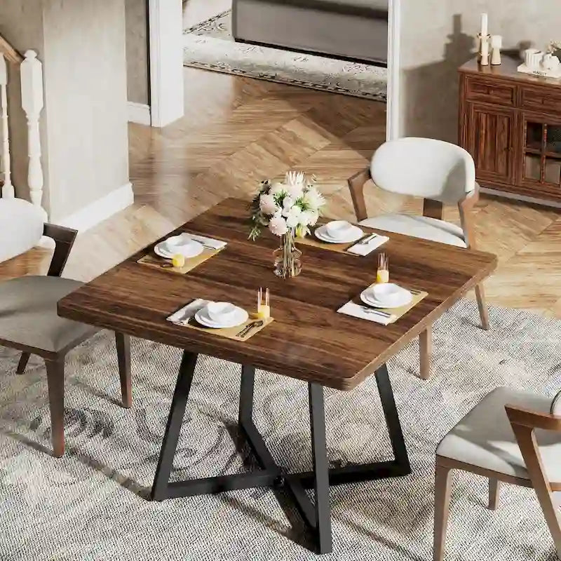 Tavolo da pranzo quadrato per 4 persone, tavolo da pranzo industriale da 80 cm per piccoli spazi