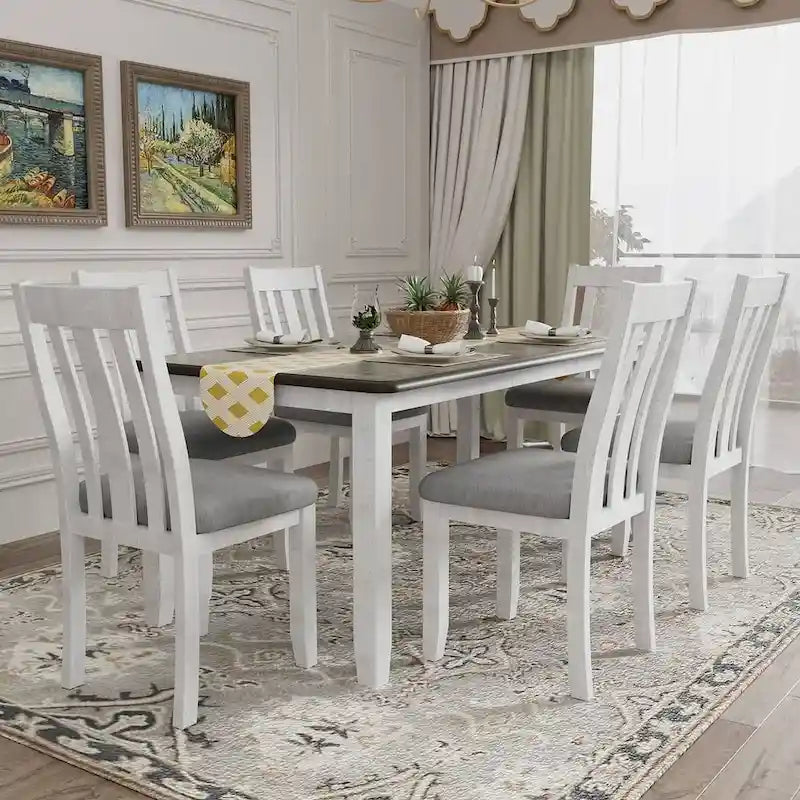 Set da pranzo 7 pezzi in stile retrò per 6 persone - Tavolo allungabile e 6 sedie imbottite