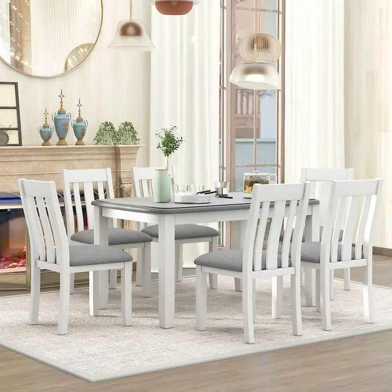 Set da pranzo 7 pezzi in stile retrò per 6 persone - Tavolo allungabile e 6 sedie imbottite