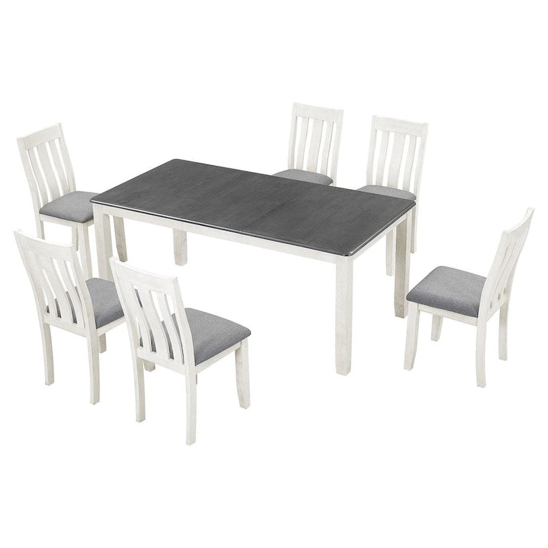 Set da pranzo 7 pezzi in stile retrò per 6 persone - Tavolo allungabile e 6 sedie imbottite