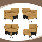 Divano sezionale angolare in velluto a coste con chaise longue, divano modulare a U simmetrico a 8 posti