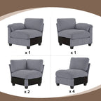 Divano sezionale angolare in velluto a coste con chaise longue, divano modulare a U simmetrico a 8 posti