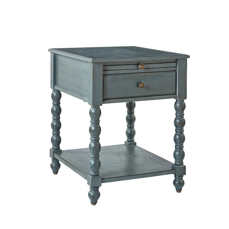 Tavolino finale Eric Traditional 26 Tall Solid Wood con USB di HULALA HOME
