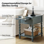 Tavolino finale Eric Traditional 26 Tall Solid Wood con USB di HULALA HOME