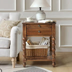 Tavolino finale Eric Traditional 26 Tall Solid Wood con USB di HULALA HOME