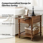 Tavolino finale Eric Traditional 26 Tall Solid Wood con USB di HULALA HOME