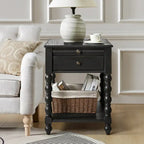 Tavolino finale Eric Traditional 26 Tall Solid Wood con USB di HULALA HOME