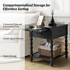 Tavolino finale Eric Traditional 26 Tall Solid Wood con USB di HULALA HOME