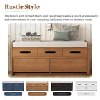 Panca contenitore imbottita 43 Farmhouse in legno di acacia con 5 cassetti