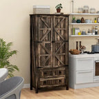 Dispensa da Cucina a Colonna Stile Rustico con 2 Cassetti e Ante, 162 cm