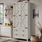 Dispensa da Cucina a Colonna Stile Rustico con 2 Cassetti e Ante, 162 cm