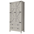 Dispensa da Cucina a Colonna Stile Rustico con 2 Cassetti e Ante, 162 cm