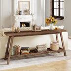Table console de ferme de 70,9 pouces à 2 niveaux, étroite et longue, à placer derrière le canapé