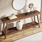 Table console de ferme de 70,9 pouces à 2 niveaux, étroite et longue, à placer derrière le canapé