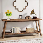 Table console de ferme de 70,9 pouces à 2 niveaux, étroite et longue, à placer derrière le canapé