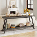 Table console de ferme de 70,9 pouces à 2 niveaux, étroite et longue, à placer derrière le canapé
